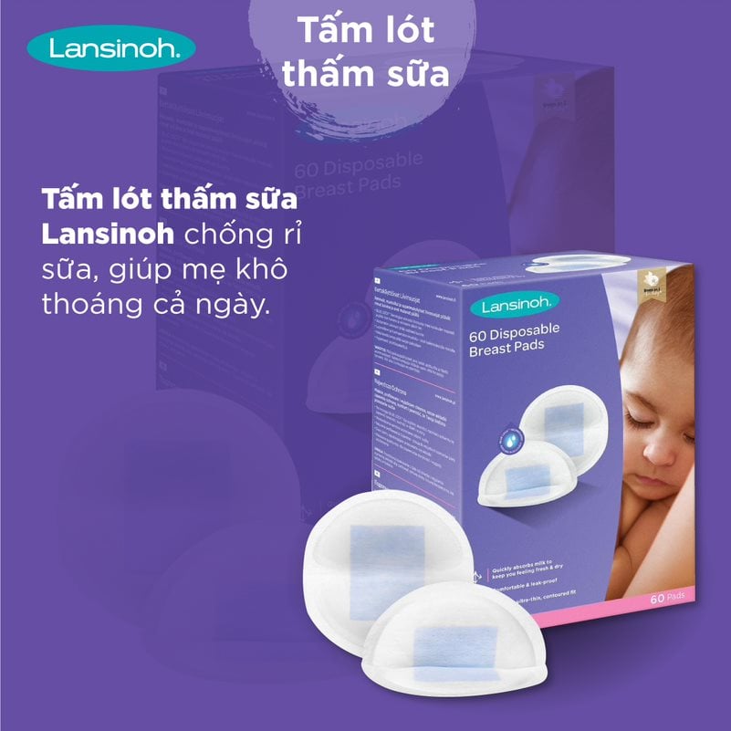Tấm lót thấm sữa Lansinoh (60 miếng/hộp) - HSD: 11/2023