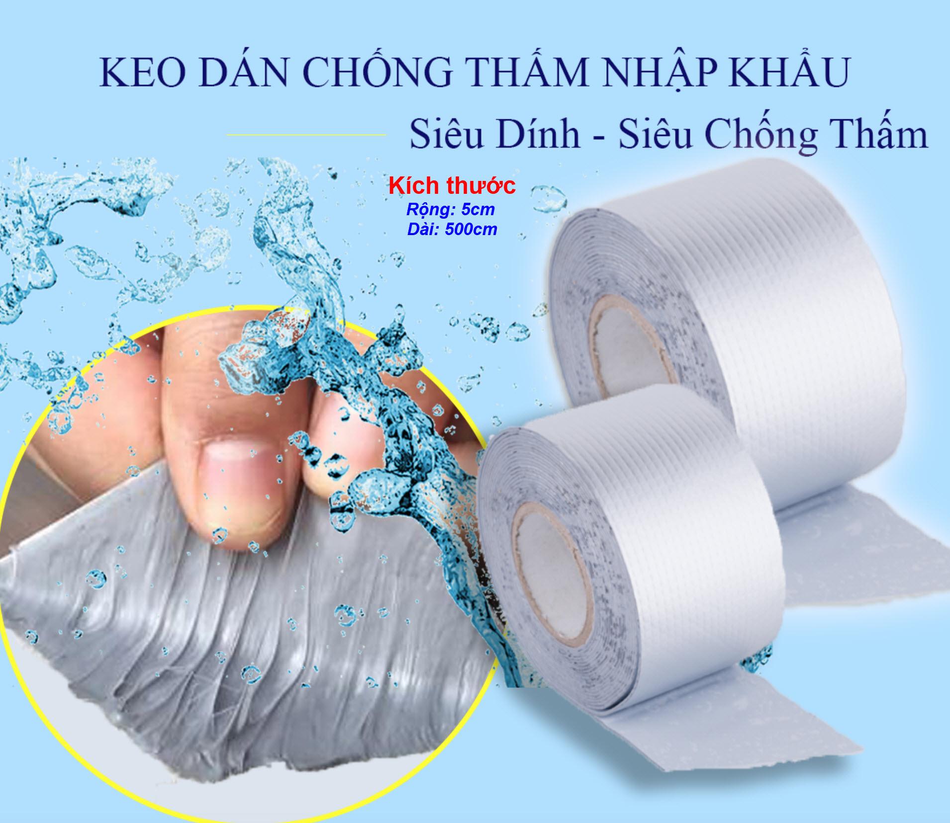 Băng Keo Siêu Dính Đa Năng - Dán trần nhà, dán tường, mái tôn chống thấm - Dán bể nước, ống nước, xô, chậu, bể bơi, phao bơi, bạt đầm nuôi tôm và các vết nứt, vết rạn ở mọi vật dụng