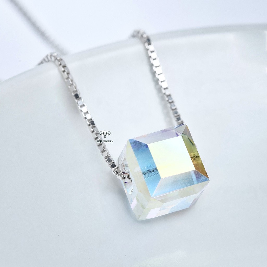 Dây chuyền bạc nữ TLEE hộp pha lê lấp lánh TleeJewelry D0130