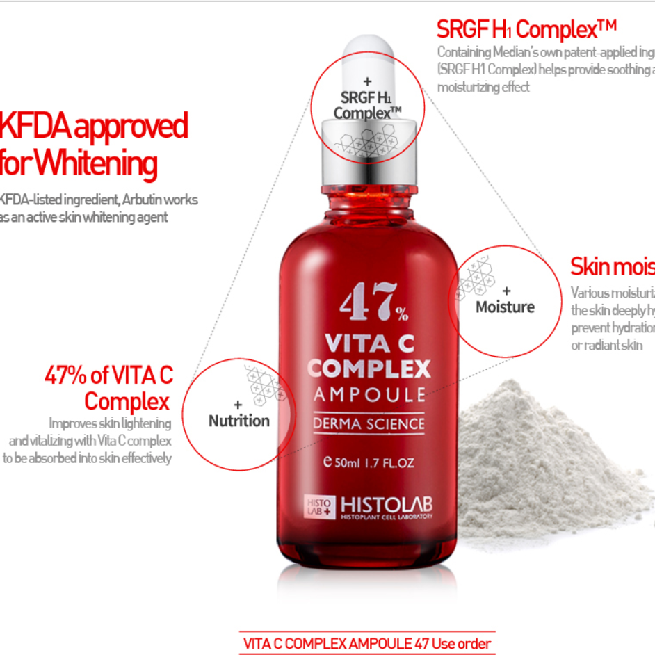 TINH CHẤT DƯỠNG TRẮNG DA - VITA C COMPLEX AMPOULE 47% HISTOLAB