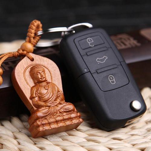 Móc Khóa Gỗ Thủ Công Khắc Hình Phật Thích Ca Bình An