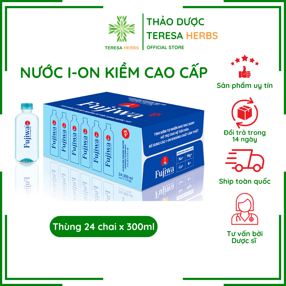 Nước uống ion kiềm cao cấp công nghệ nhật bản fujiwa bổ sung vi khoáng 300ml/450ml/680ml