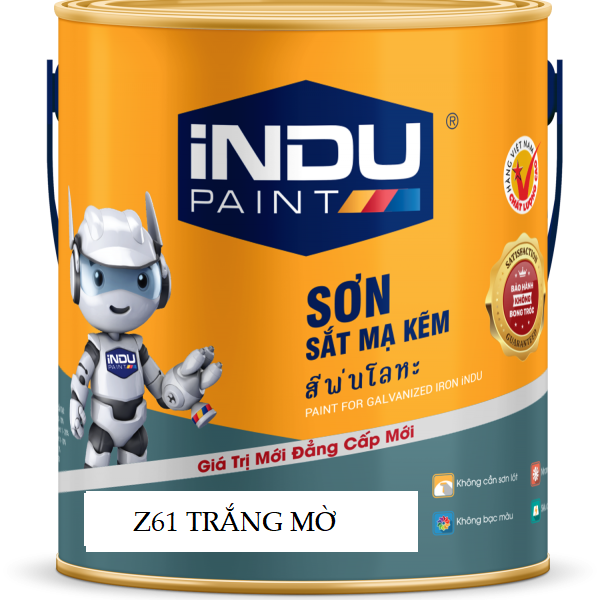 Sơn sắt mạ kẽm indu lon 800ml z61 trắng mờ