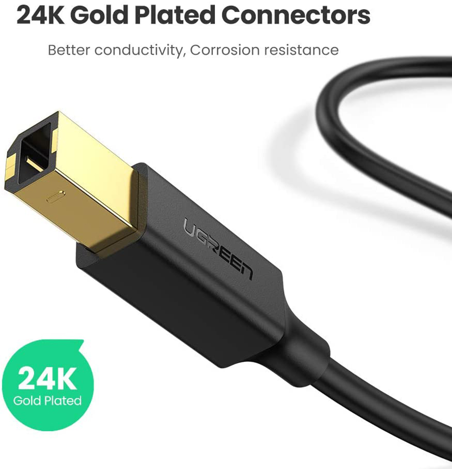 Cáp máy in Ugreen 10351 dài 3m chuẩn USB 2.0 cao cấp - Hapustore