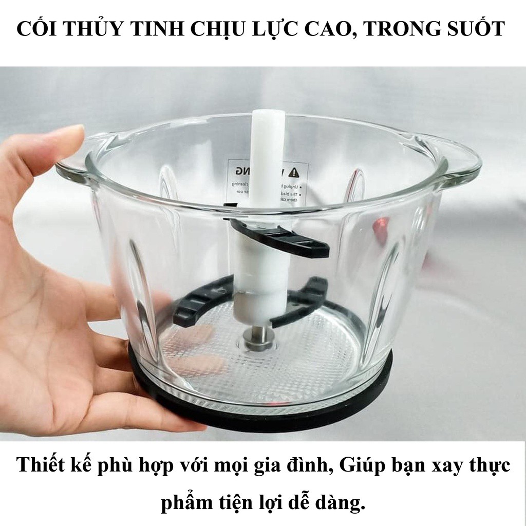 Máy Xay Thịt Lock&Lock Ejm156Blk 1Lít Cối Thủy Tinh.