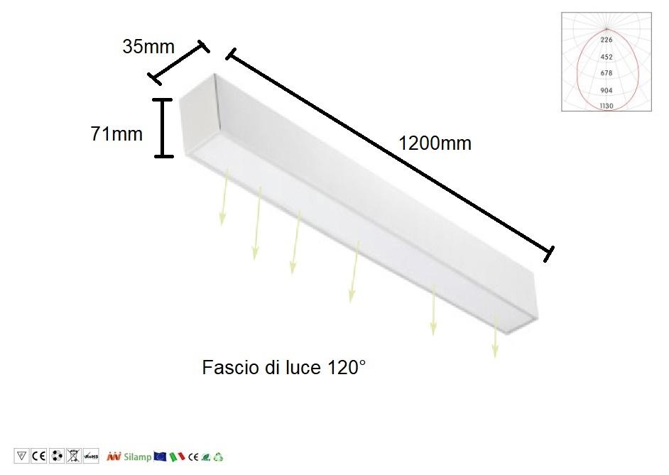 Đèn Led Thả Trần Cho Văn Phòng Liner Panel 35x1200 Silver 24W