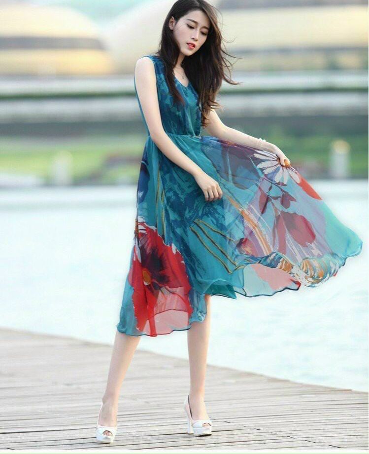 Đầm Maxi Dạo Biển Tươi Tắn