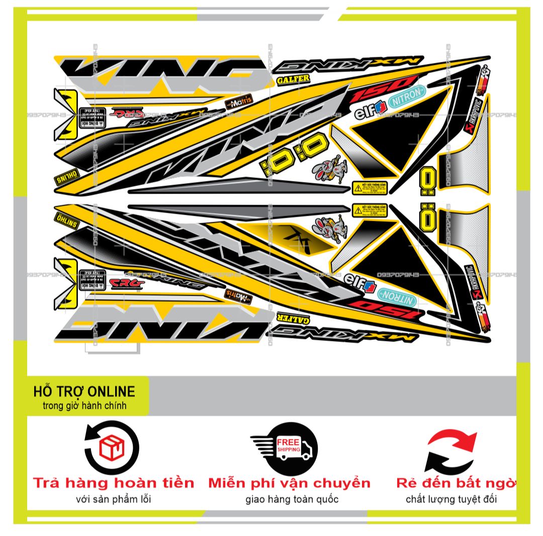 FREESHIP-- TEM RỜI EXCITER 150 MXKING VÀNG ĐEN