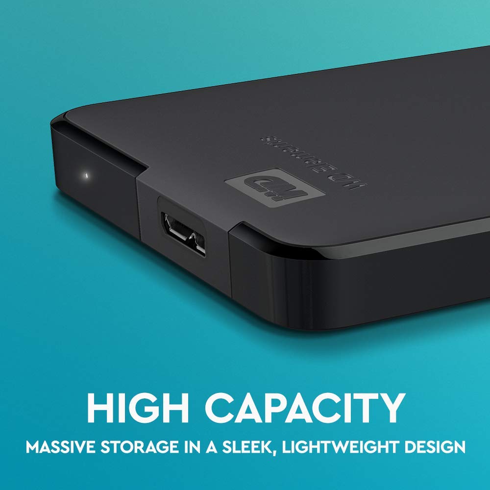 1Tb Wd Elements Portable Hard Drive with 2-Year Warranty and Free Leather Case