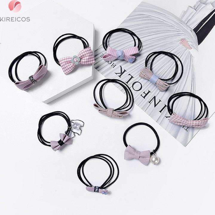 Set 9 Dây Cột Tóc Cao Cấp Chiếc Nơ Dễ Thương Phong Cách Hàn Quốc