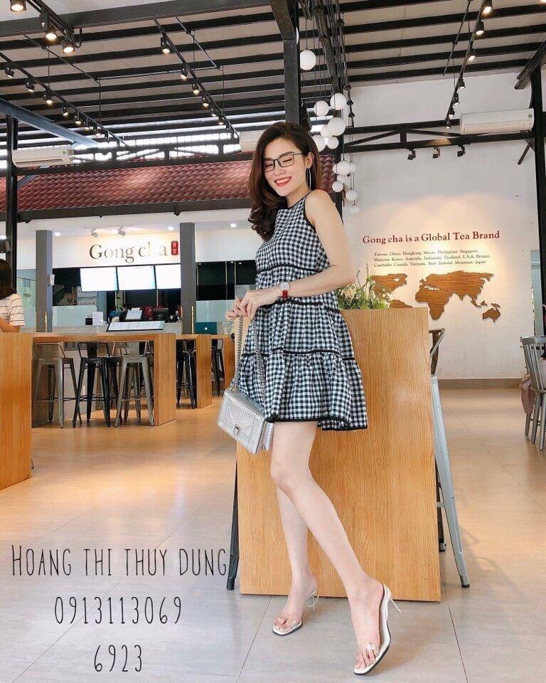 Đầm tầng caro kate sát nách dễ thương TTS0064