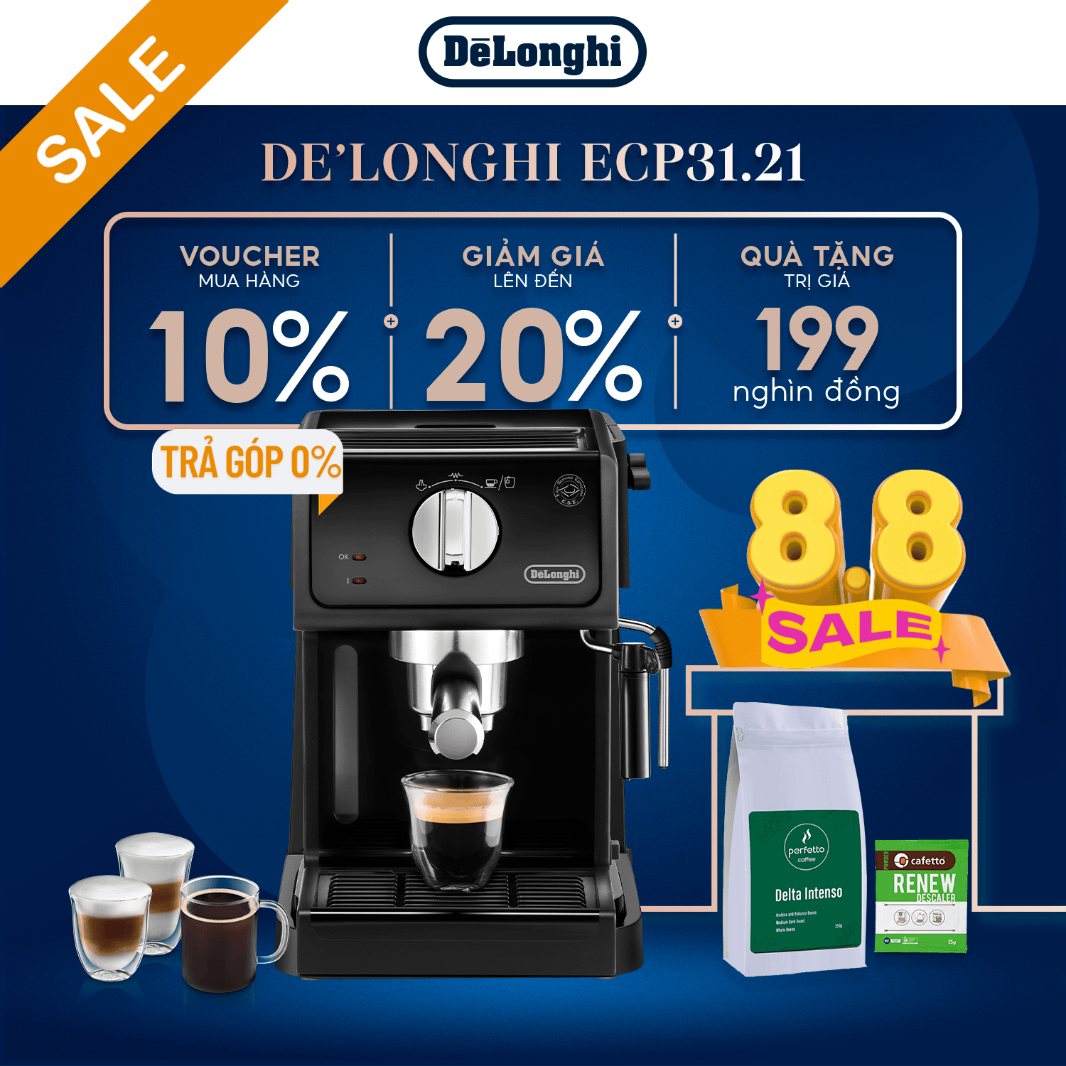 Delonghi Ecp31.21 Active Line Espresso Coffee Maker - Compact, Convenient - Genuine