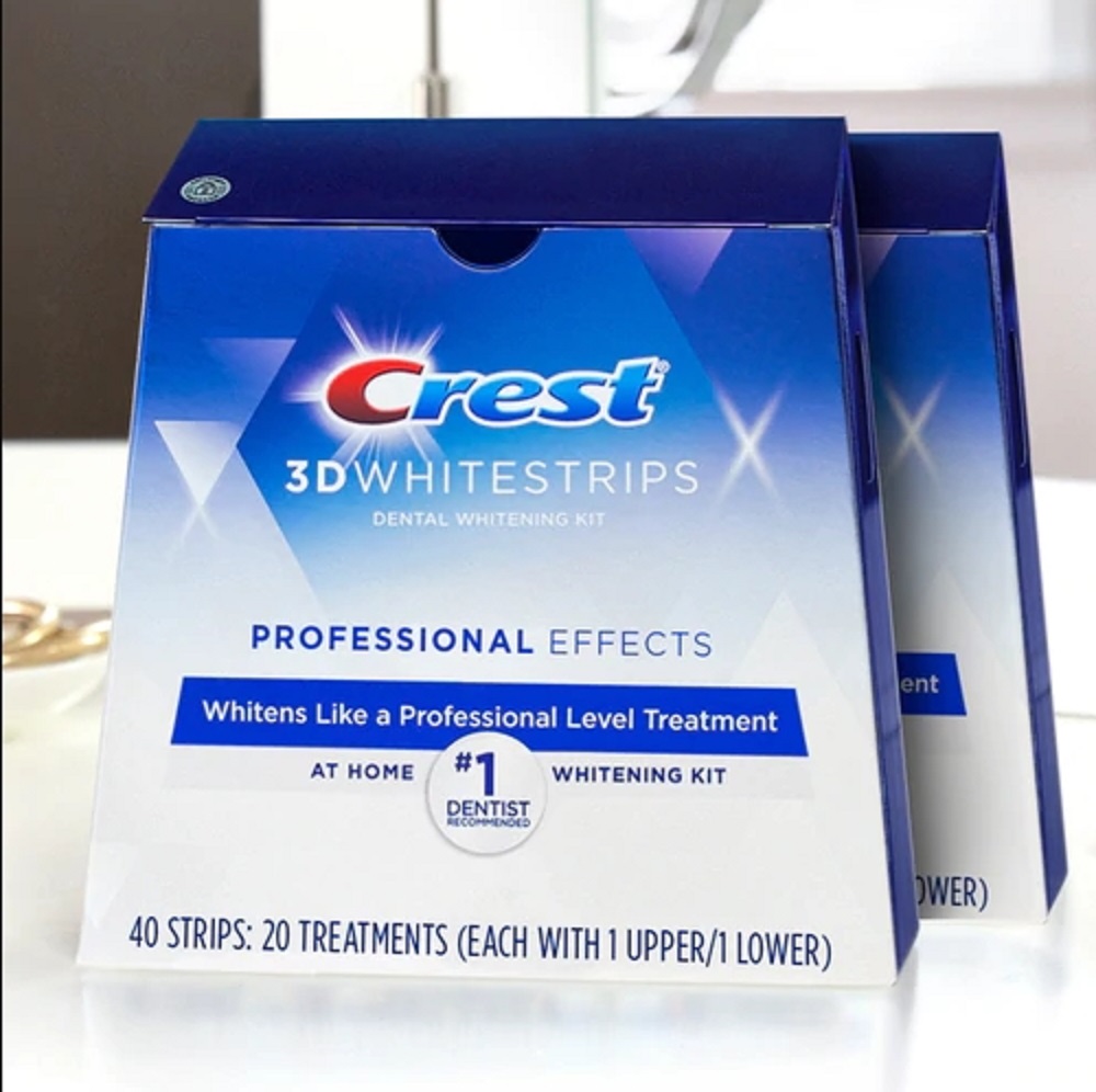 Hộp 20 cặp miếng dán trắng răng (20 miếng dán hàm trên, 20 miếng dán hàm dưới) C.r.e.s.t 3D White Professional Effects của Mỹ