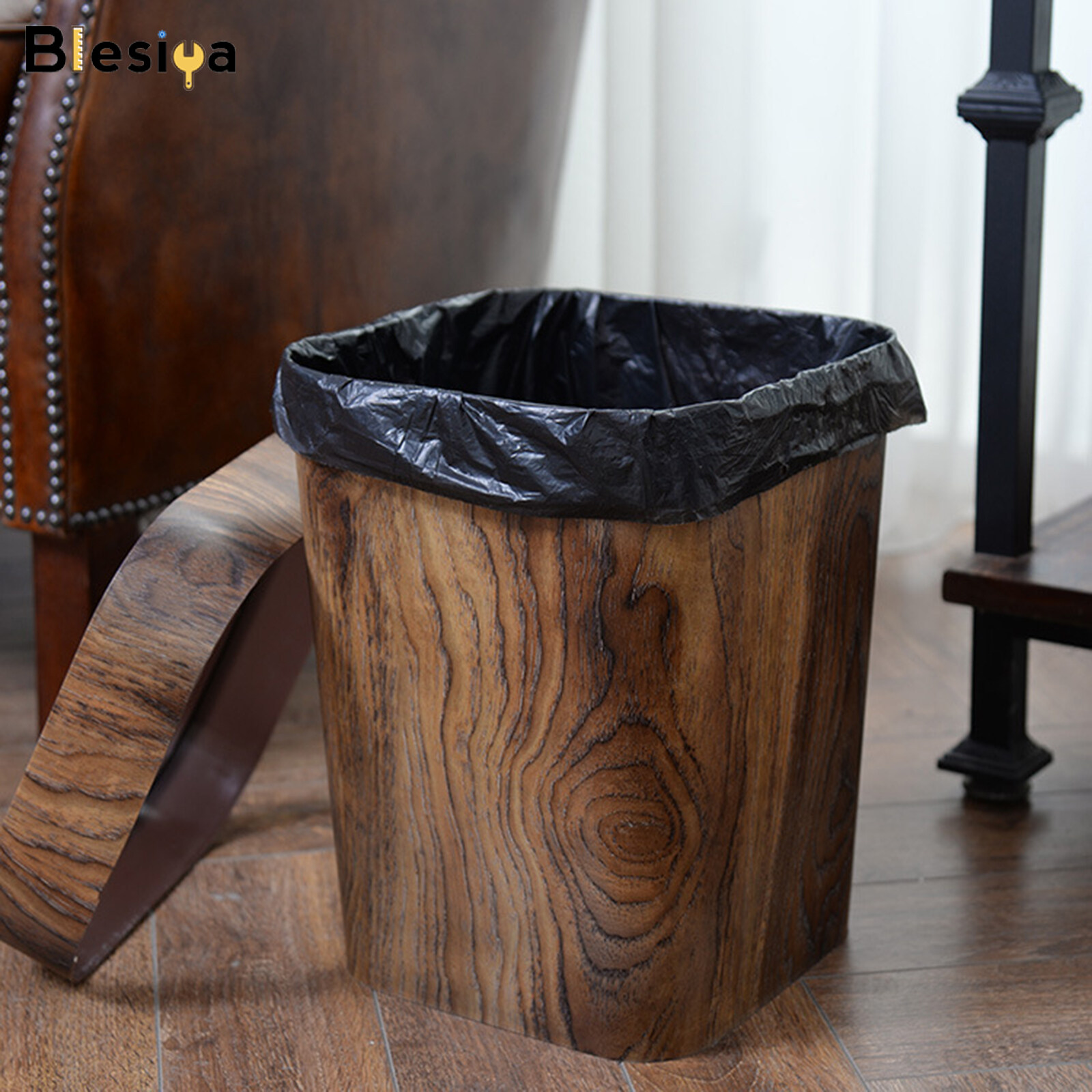 Blesiya Retro Trash Can Waste Basket Bedroom Office Kitchen Garbage Bin