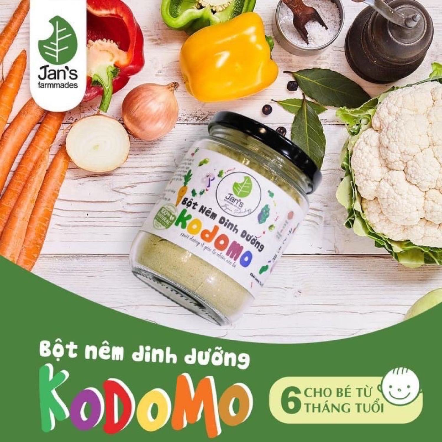 Bột nêm rau củ Kodomo 90g cho bé từ 6 tháng