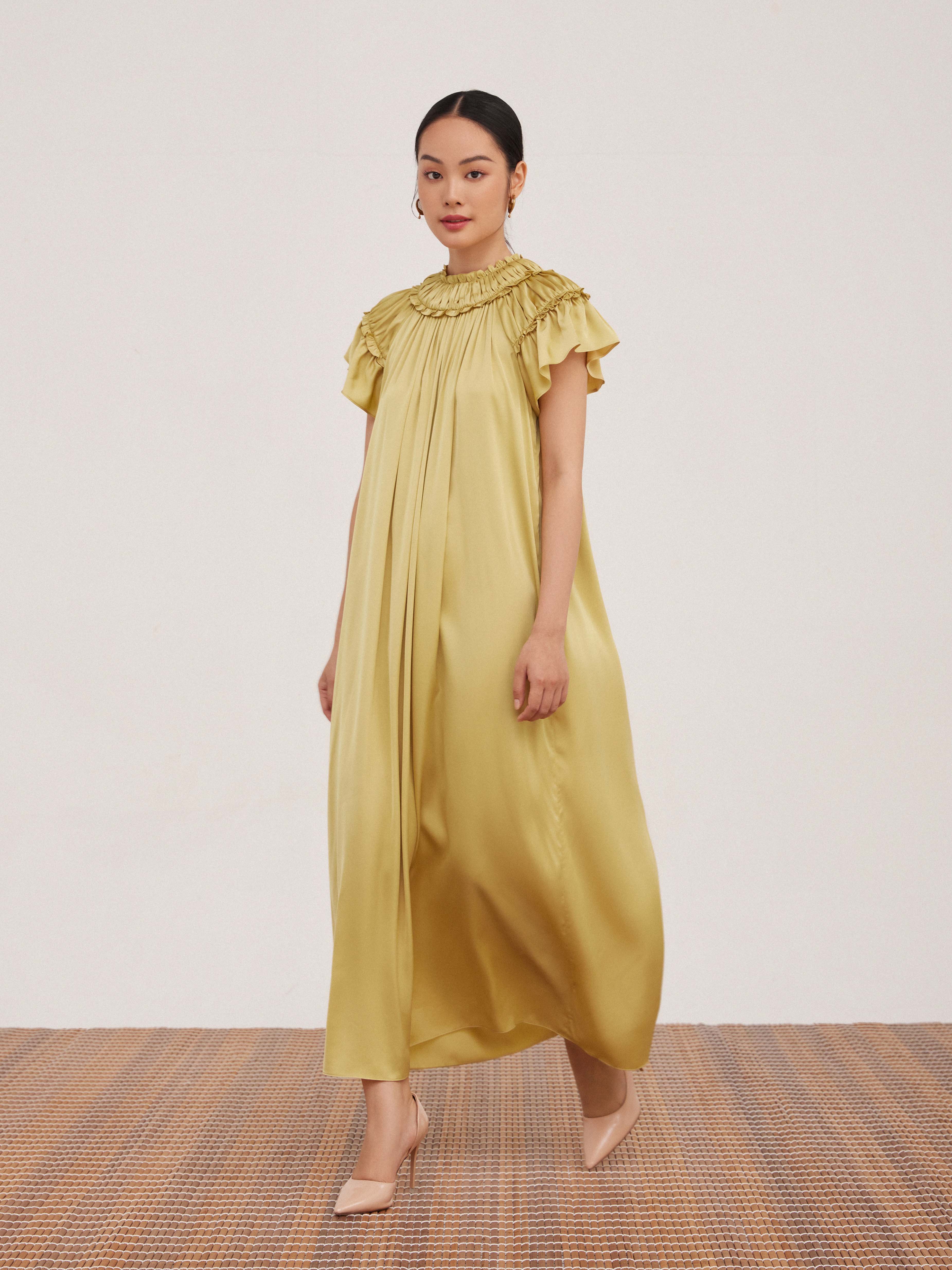 Đầm lụa dài Mauve Queen dress