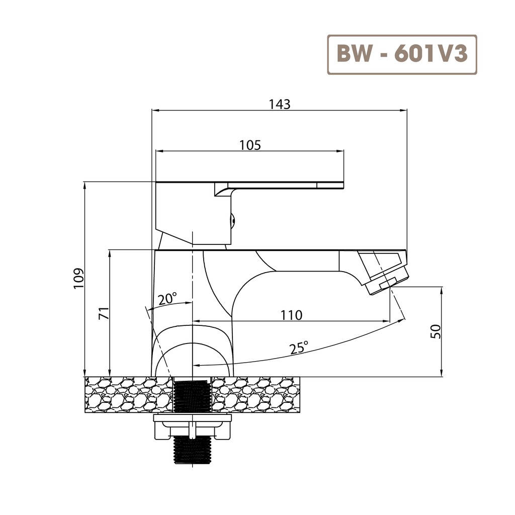 [SALE MẠNH] Vòi chân kép Lavabo Nóng lạnh Basic BW 601V3 Đồng mạ (Tặng kèm bộ xả Lavabo)