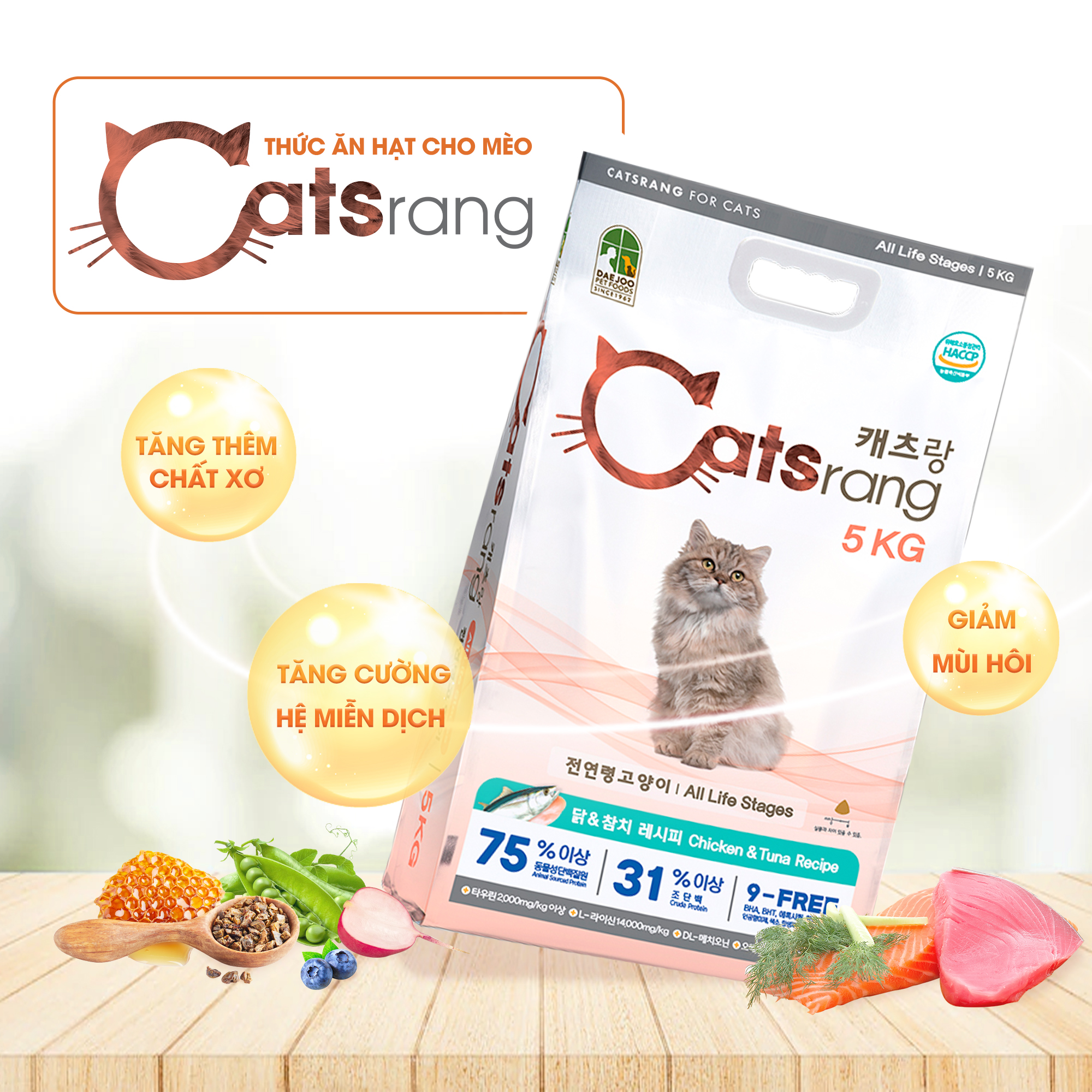 [DATE MỚI] Catsrang 3kg - Thức ăn hạt cho mèo mọi lứa tuổi 3kg (Túi Nguyên Date Mới)