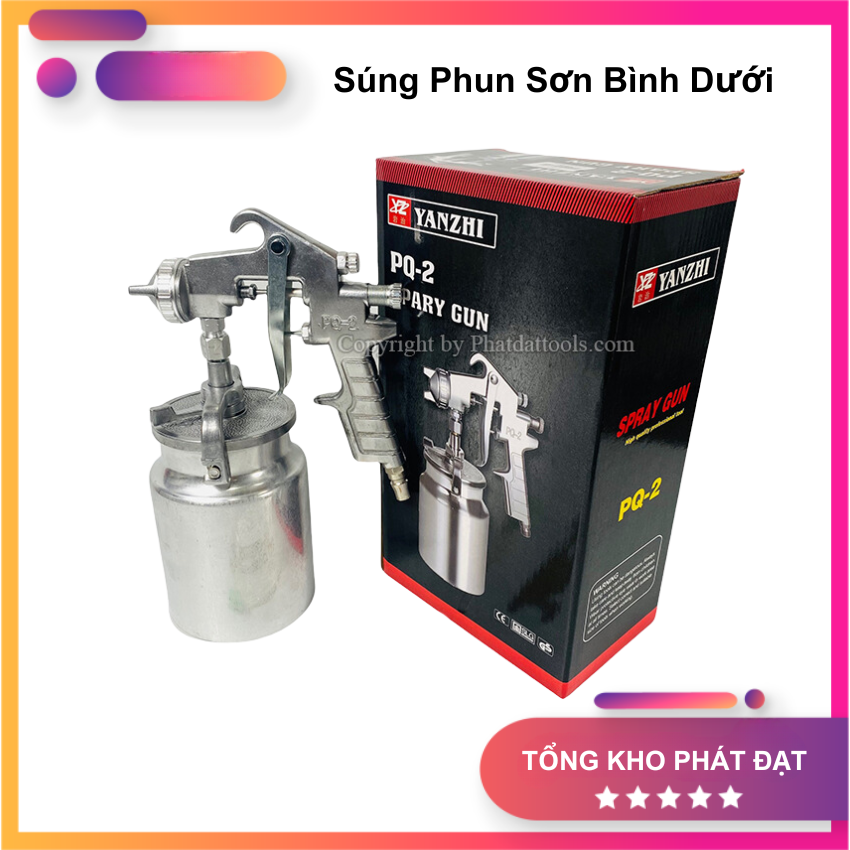 Súng phun sơn bình dưới yanzhi pq-2 chất liệu hợp kim nhôm đầu phun 2.0mm