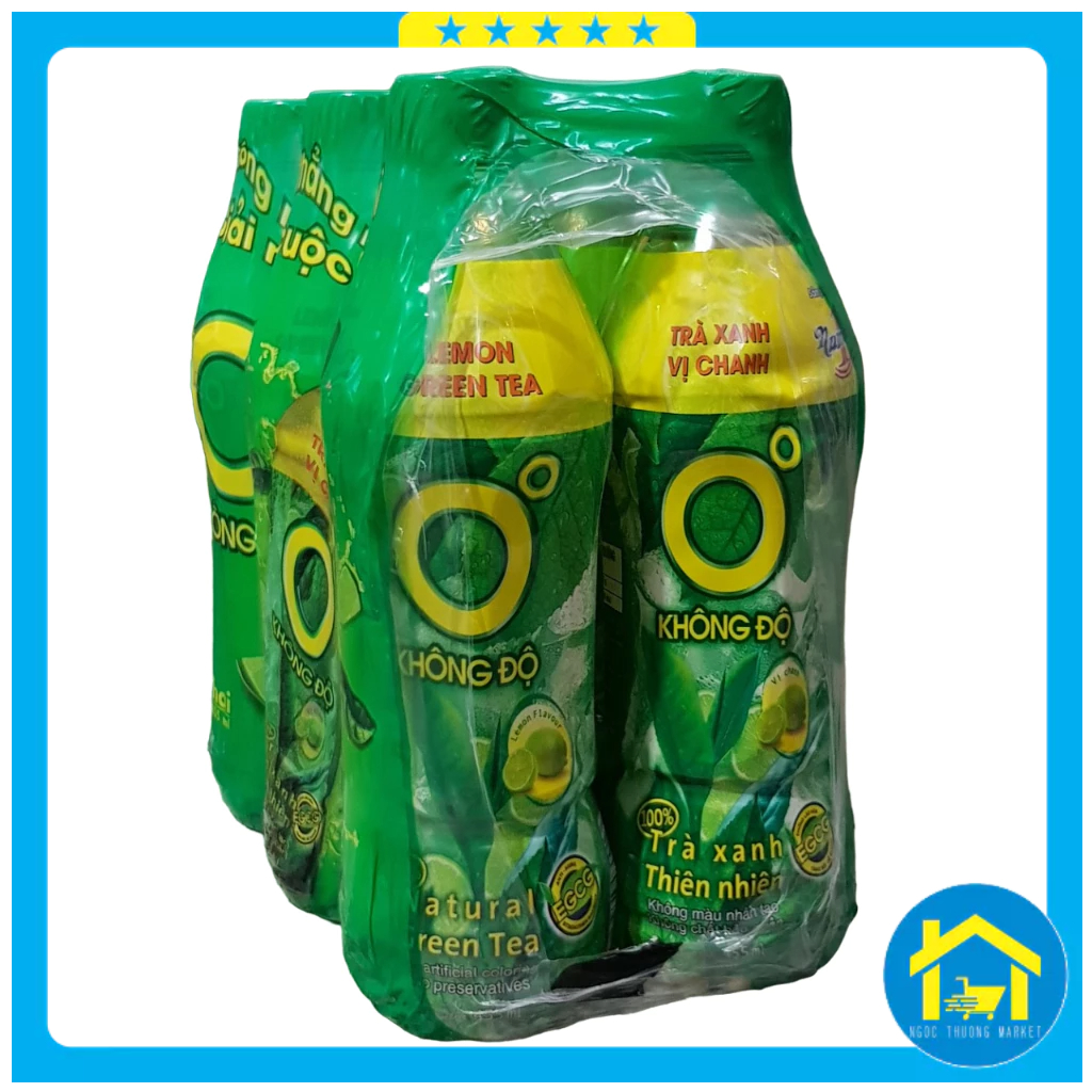 Lốc 6 chai - Trà xanh Không Độ vị chanh chai 455ml