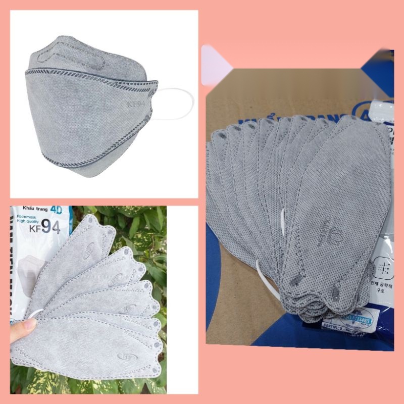 (túi 10c) Khẩu Trang y tế 4D mask KF94 màu XÁM