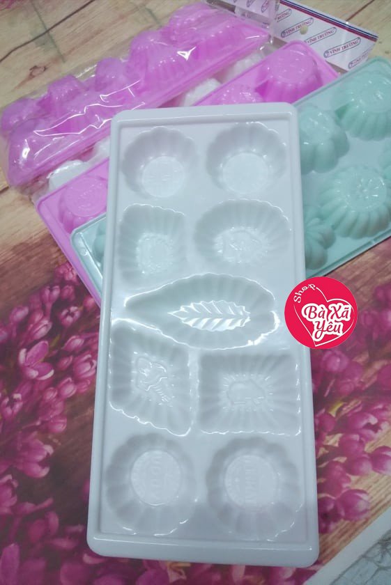Combo 5 Khay Làm Đá, Đổ Rau Câu Hình Hoa lá