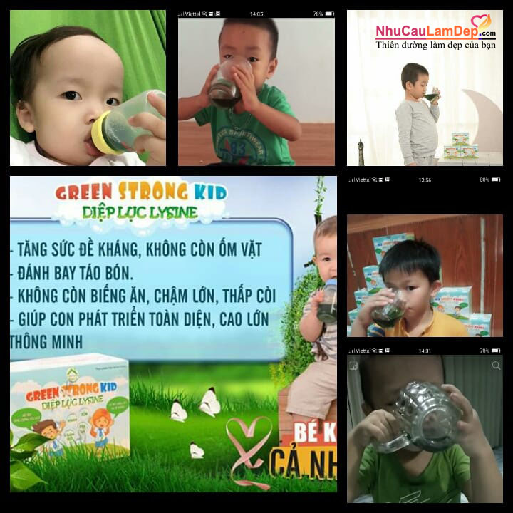 (Sale date 1/2025) Diệp Lục Lysine (Green Strong Kid) Hộp 30 gói