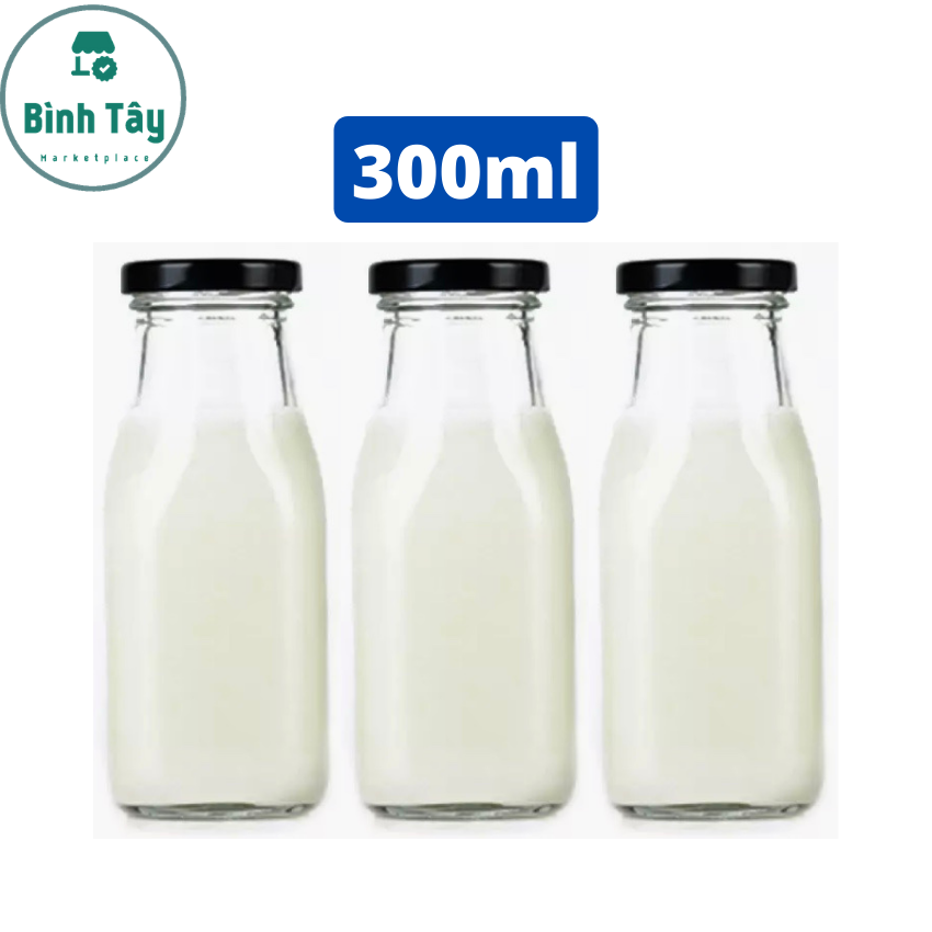 [HCM]3 chai thủy tinh chứa sữa 300ml BT-S030