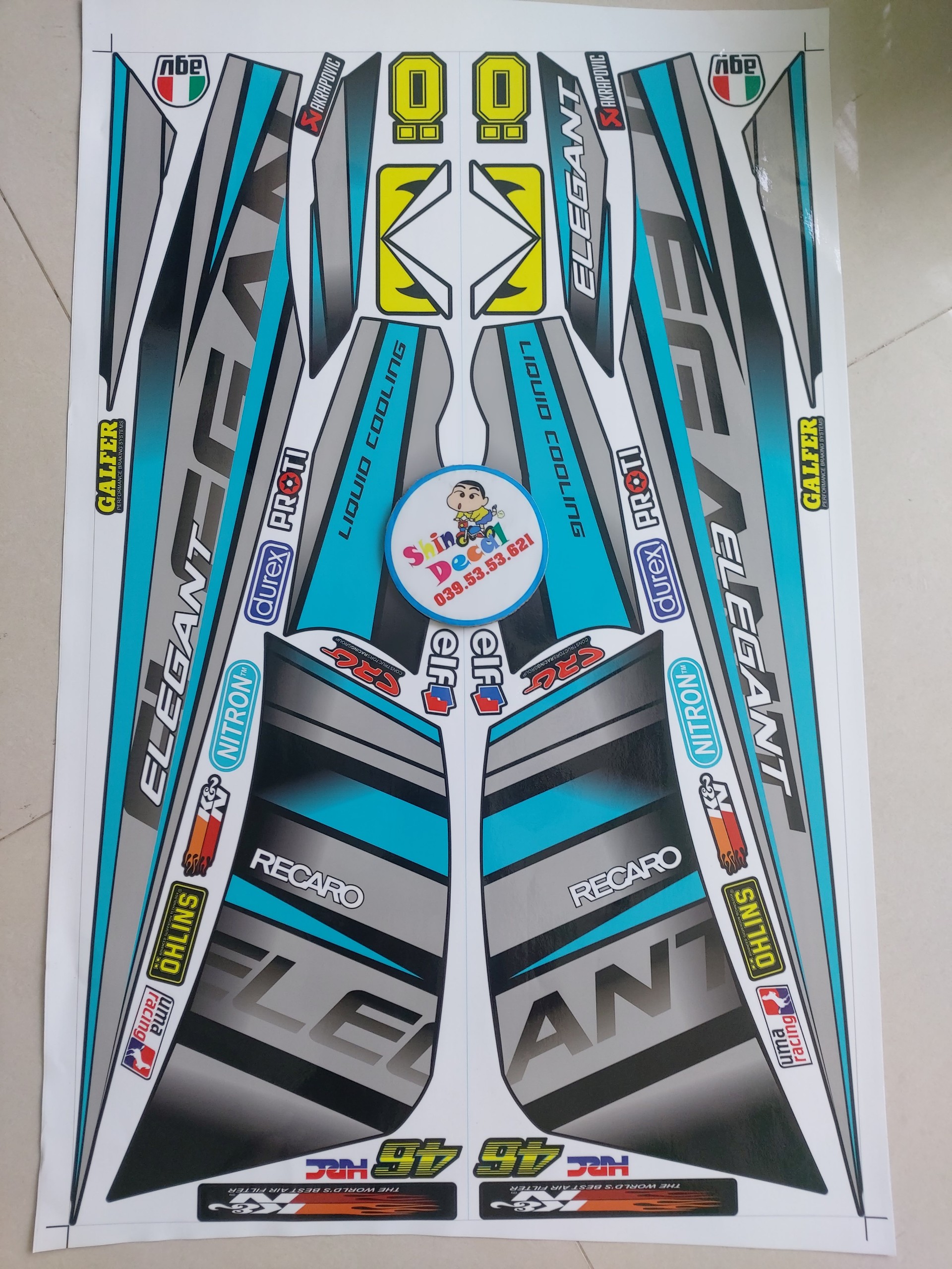 [HCM]Tem xe elegant 50 recado sọc xanh xám đen