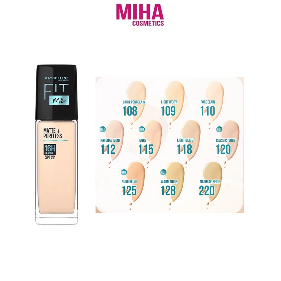 Kem Nền Kiềm Dầu Cho Lớp Nền Mịn Lì Tự Nhiên Maybelline Fit Me Matte Poreless Foundation 30ml