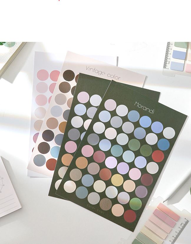 Tấm 48 sticker nhãn giấy dot postmark hình dán trang trí sổ decor tường