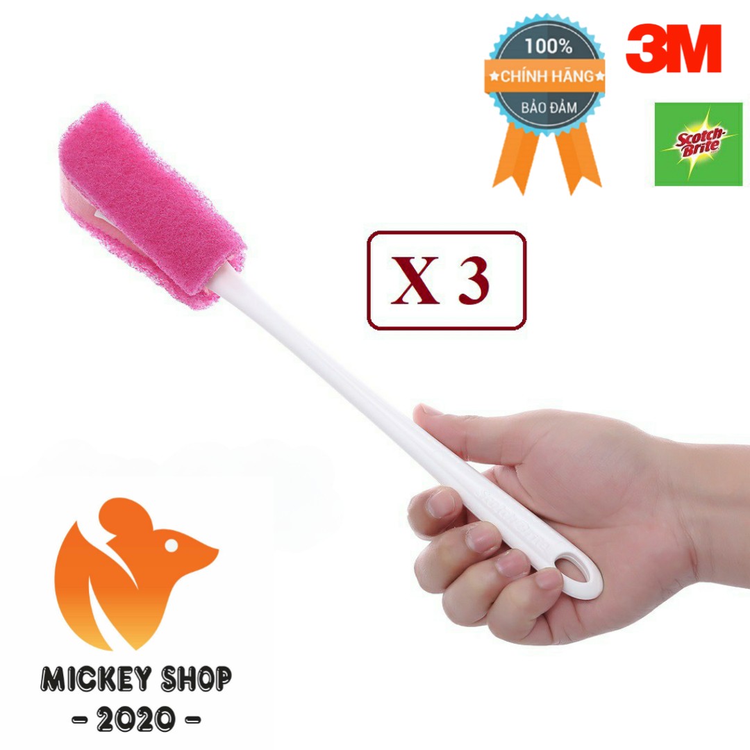 [ HÀNG MỸ ] Combo 3 Cây rửa bình Scotch Brite 3M Không trầy XE006001053