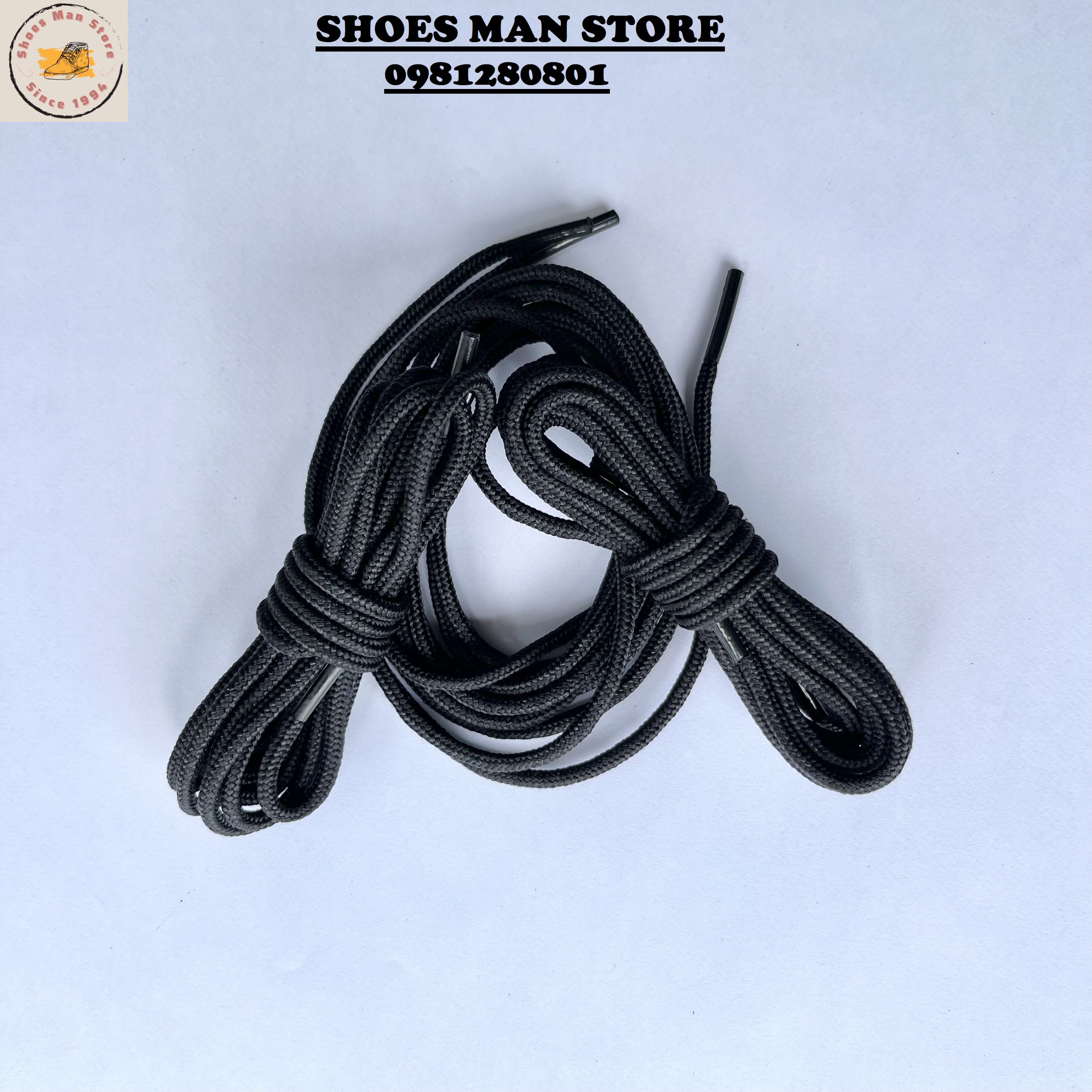 Dây giày boots bản tròn dài 120cm màu đen