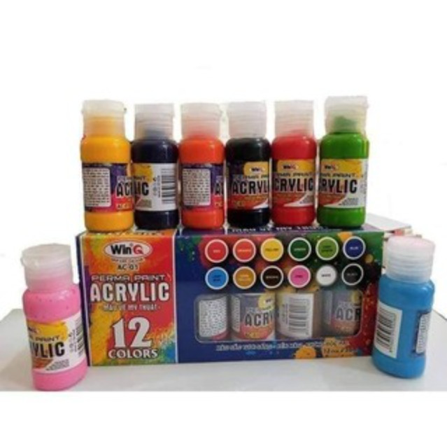 COMBO 12 Màu Acrylic 3D vẽ đá , que kem, mọi chất liệu