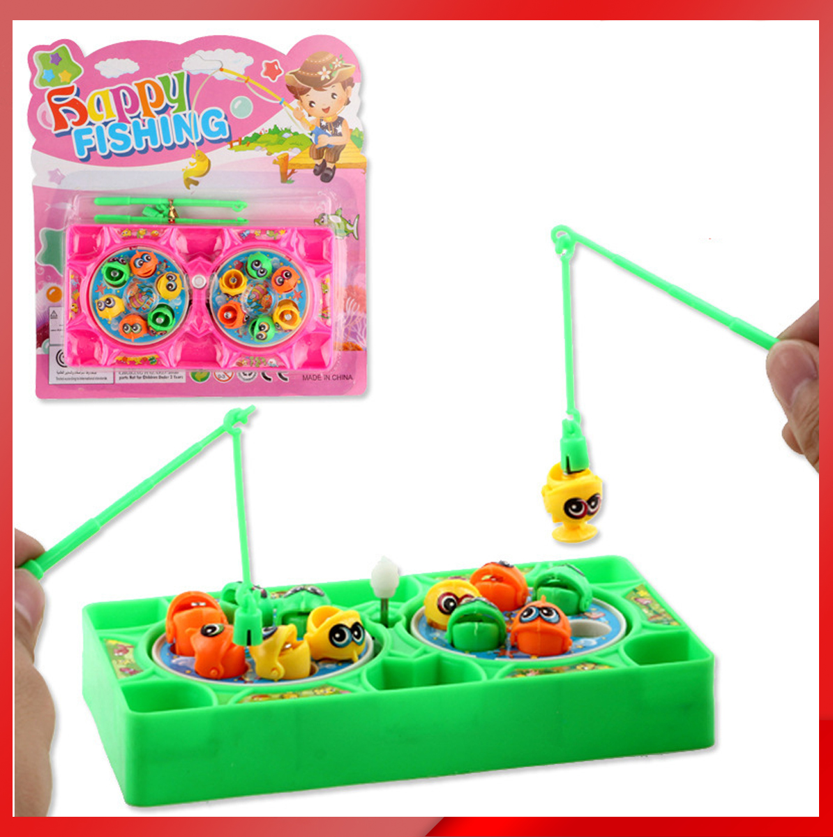 Vỉ đồ chơi câu cá 2 người cho bé( 2 cần, 8 cá)