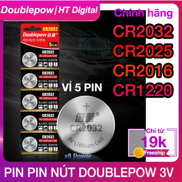 Pin CR2032 2025 2016 1220 3V dung lượng cao Doublepow - Pin đồng hồ kỹ thuật số, chìa khóa xe, bút laser, thiết bị thể dục và các thiết bị y tế