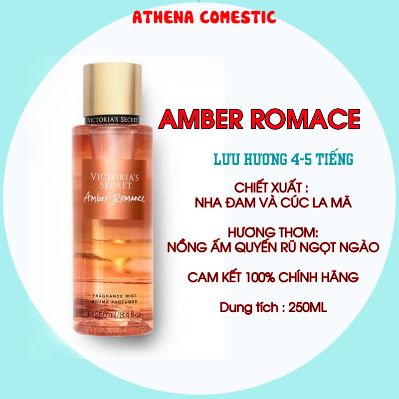 Xịt thơm toàn thân Victorias Secret, Xịt thơm body mist amber romance