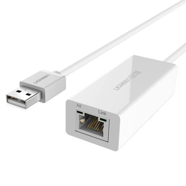 Đầu đổi USB 2.0 sang Lan RJ45 Ugreen 20253 (Màu trắng) Chính Hãng