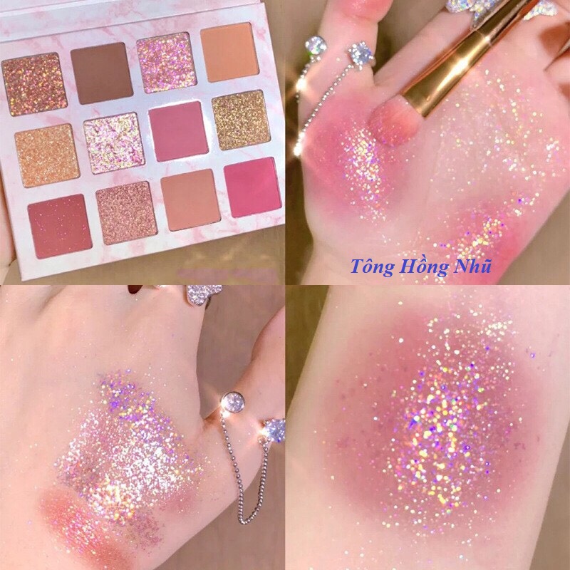 Bảng Phấn Mắt 12 Ô Nhũ Trendy CoCo Marble Vỏ Vân Đá VO