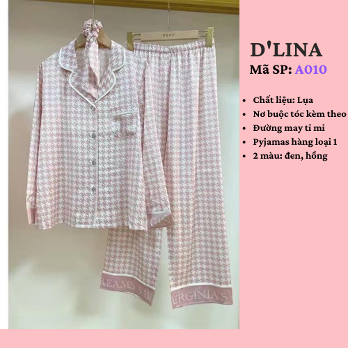 Đồ ngủ nữ pijama lụa dài tay cao cấp – B1