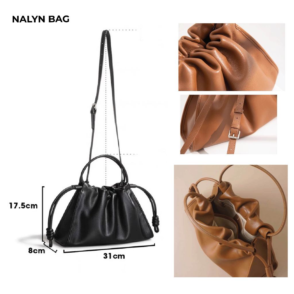 Túi xách nữ NALYN Chalot Bag màu Nâu da thật