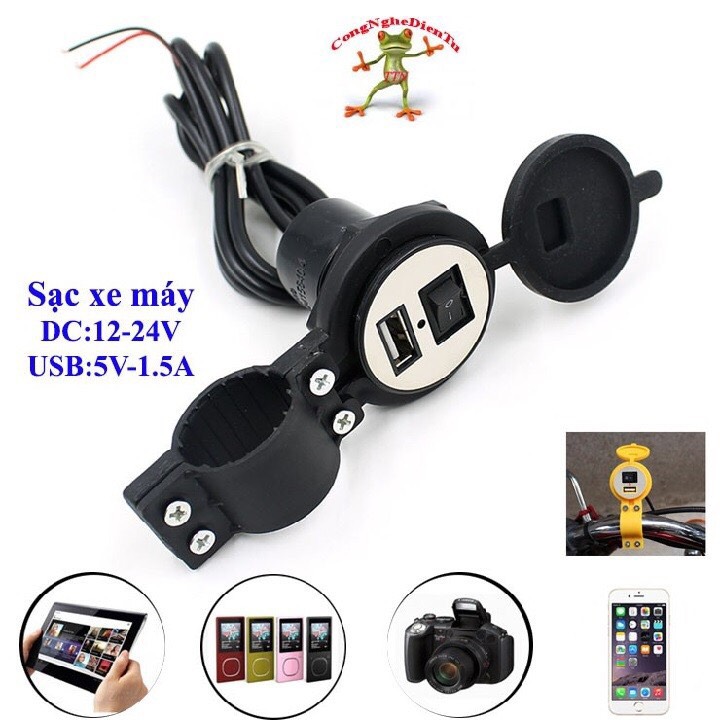 sạc điện thoại gắn xe máy