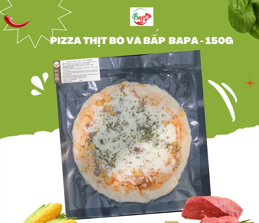 Pizza thịt bò và bắp - túi - 150g