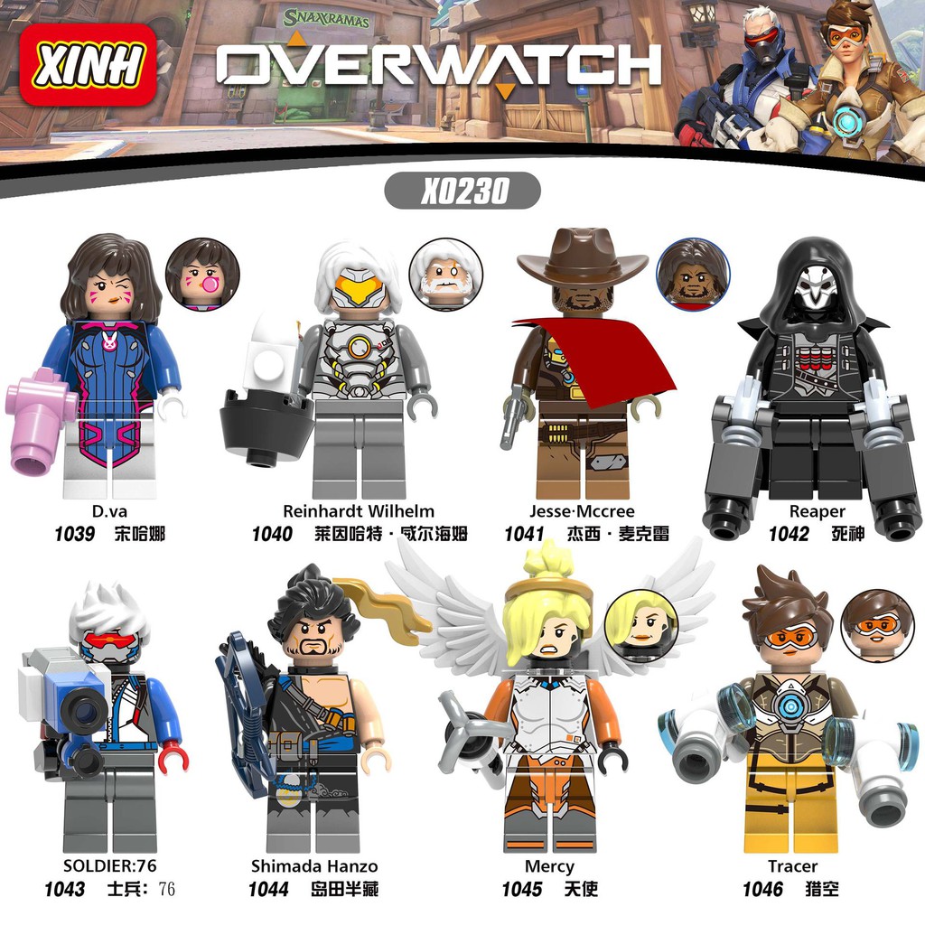Mini Các Nhân Vật Trong OverWatch Mercy Tracer Jesse Mccree Reaper Soldier :76 Simada Hanzo X0230