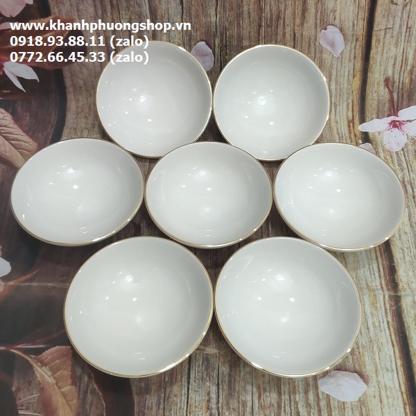 chén chấm sứ minh long viền chỉ vàng - chén chấm sứ minh long