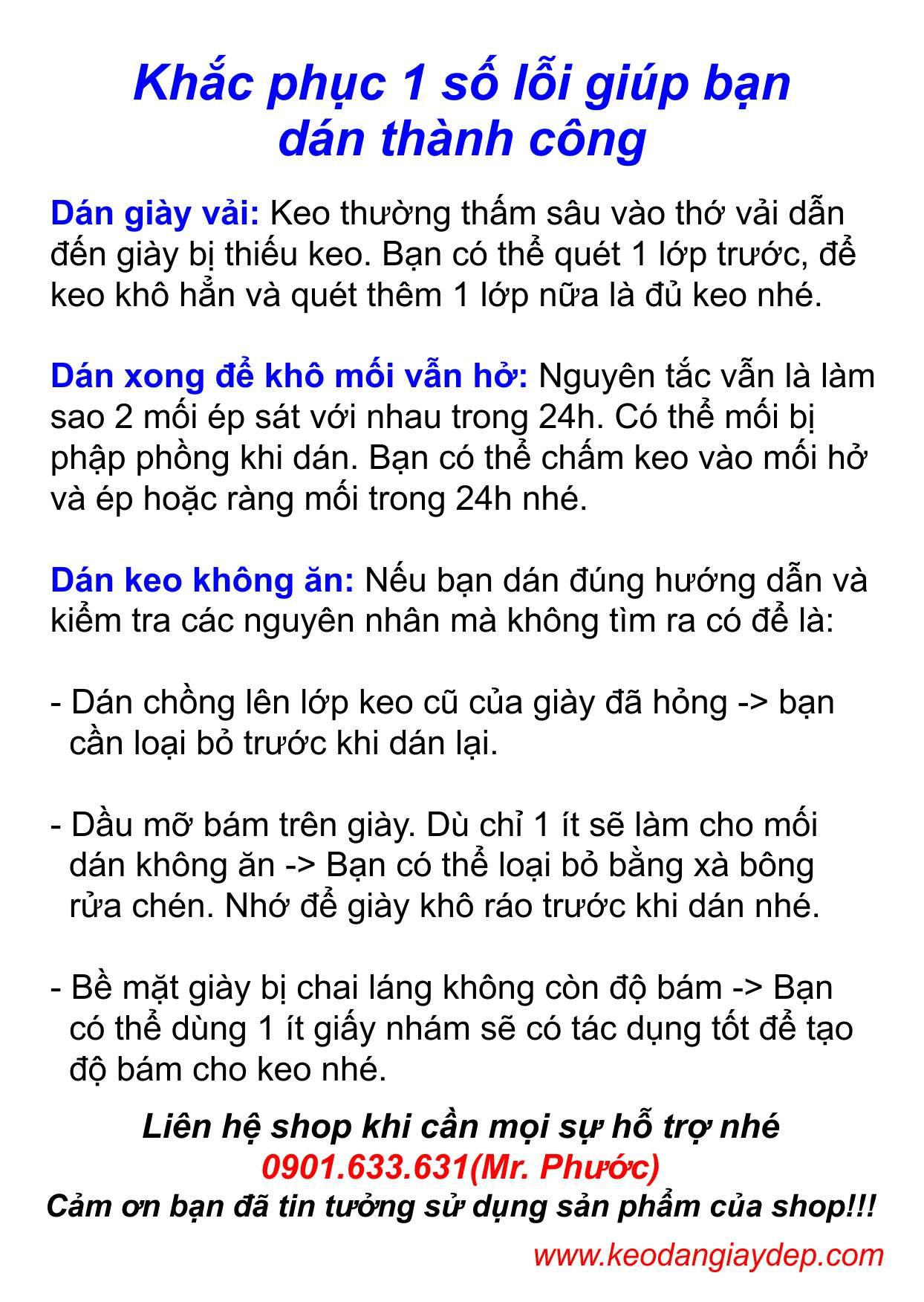 Combo keo dán giày dép tốt nhất - Shop Minh Đức