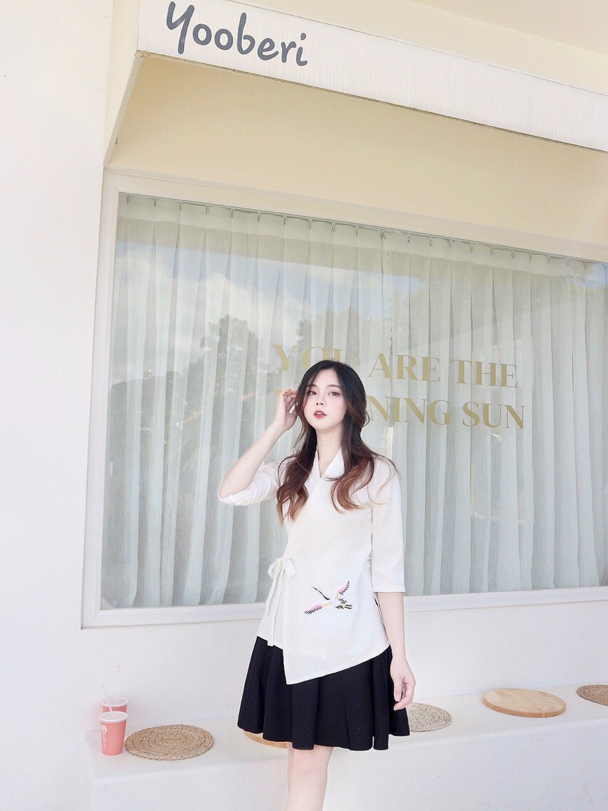 Set KIMONO cách tân thêu hạc