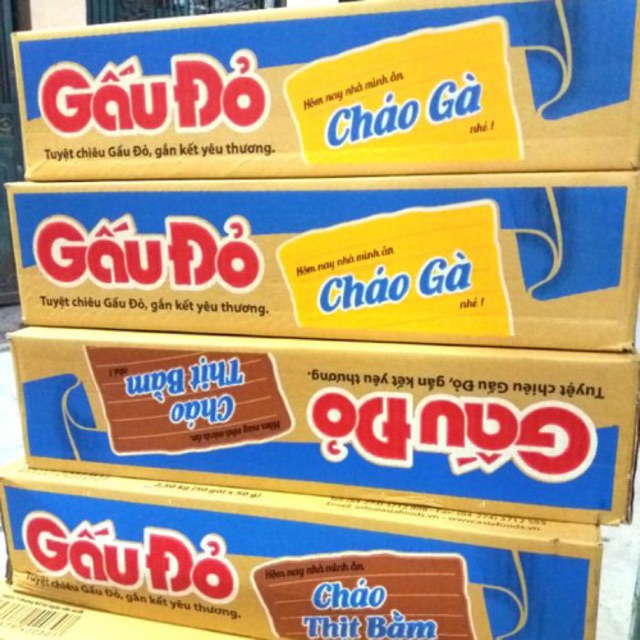 Cháo Gấu Đỏ Thùng 50 gói x 50g Vị Gà/Thịt Bằm