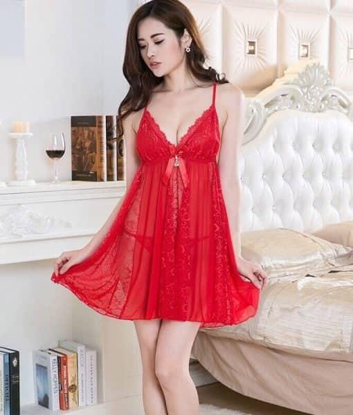 Đầm ngủ thun lưới Lenva cao cấp kèm chip