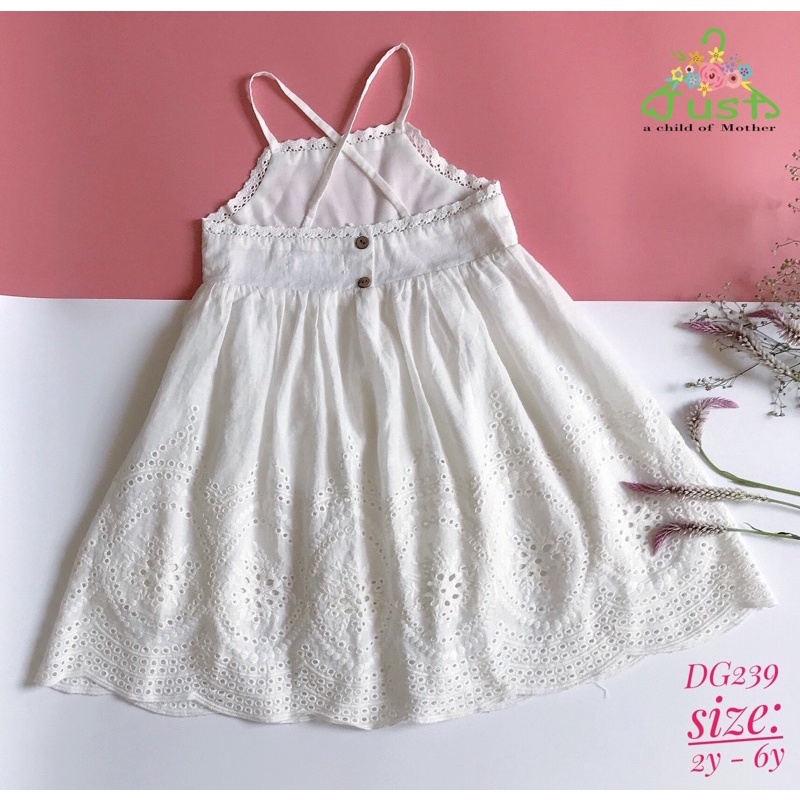 Váy Dây Thô thêu ren chân,Kiểu yếm phối ren,Size 2-6